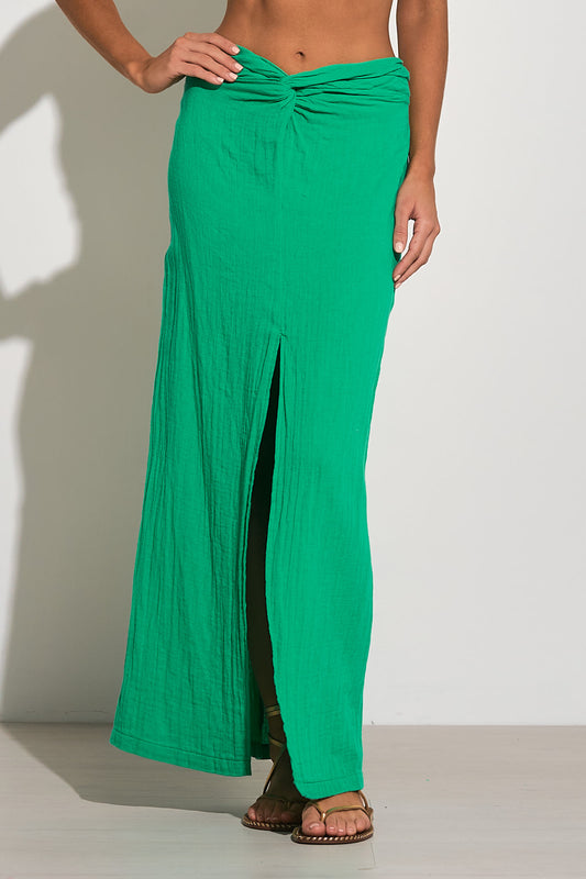 Twist Front Maxi Skirt - Bright Green