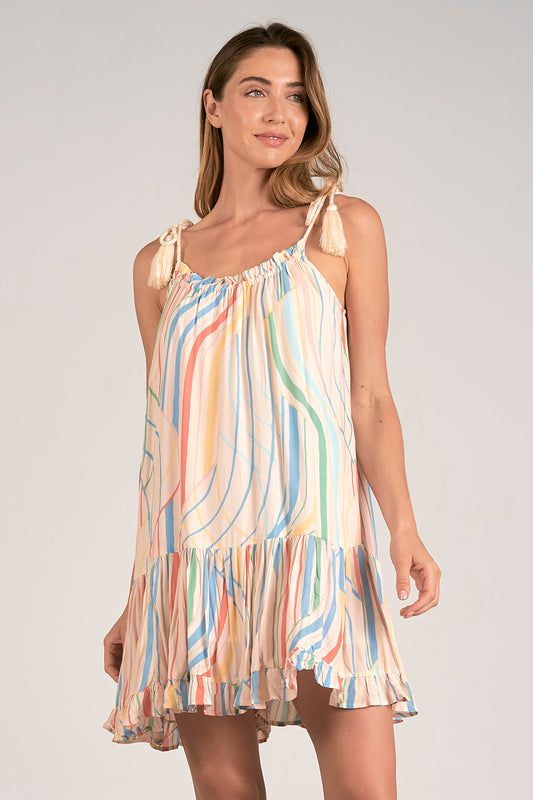 Spaghetti Strap Scoop Neck Mini Dress with Tassels - Santa Barbara