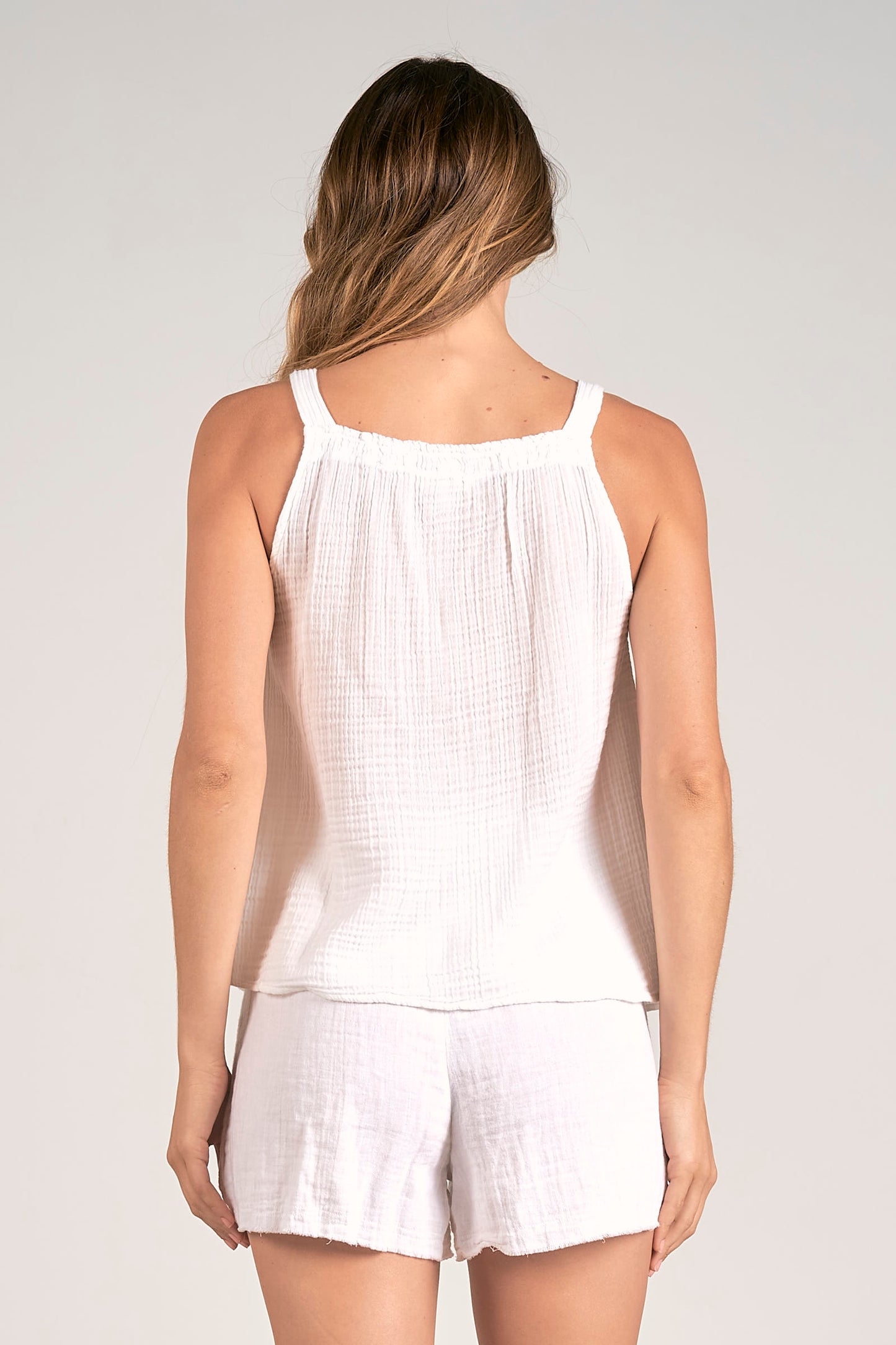 High-Neck Tank Top - White