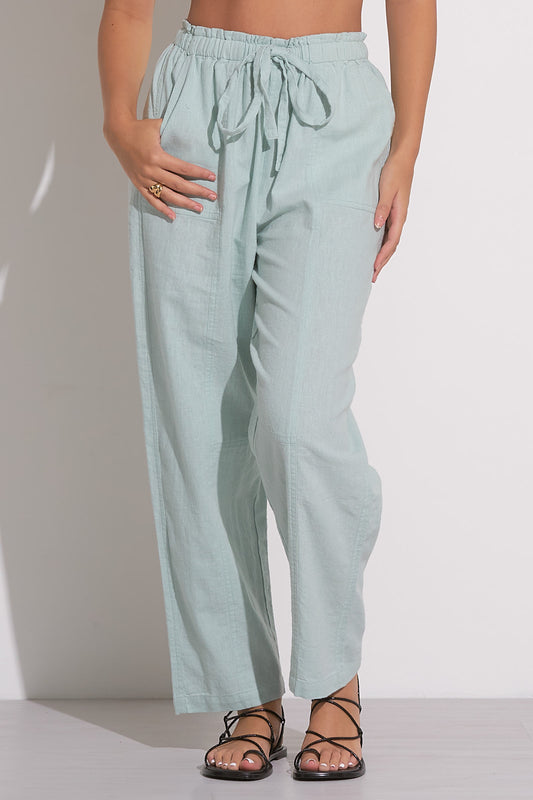 Pants with Elastic Waistband - Light Teal