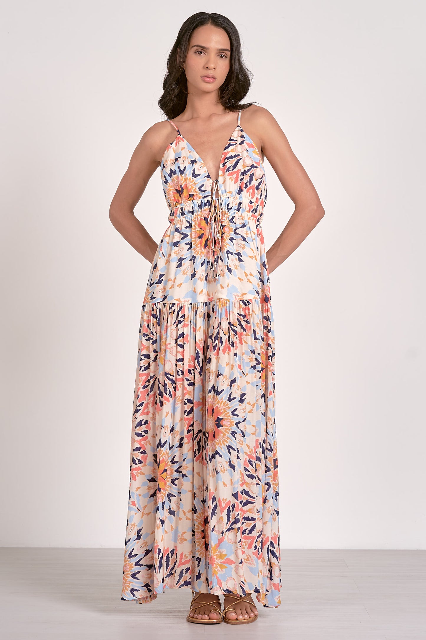 Spaghetti Strap Tiered Maxi Dress - Kaleidoscope