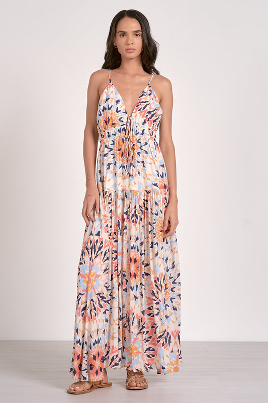 Spaghetti Strap Tiered Maxi Dress - Kaleidoscope