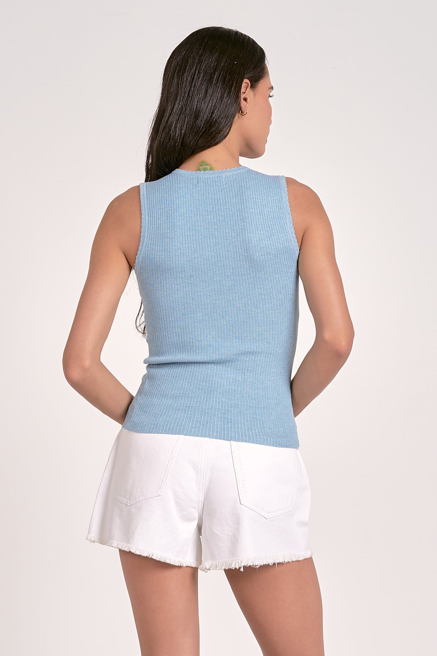 Sleeveless Crew Neck Tank Top - Faded Blue
