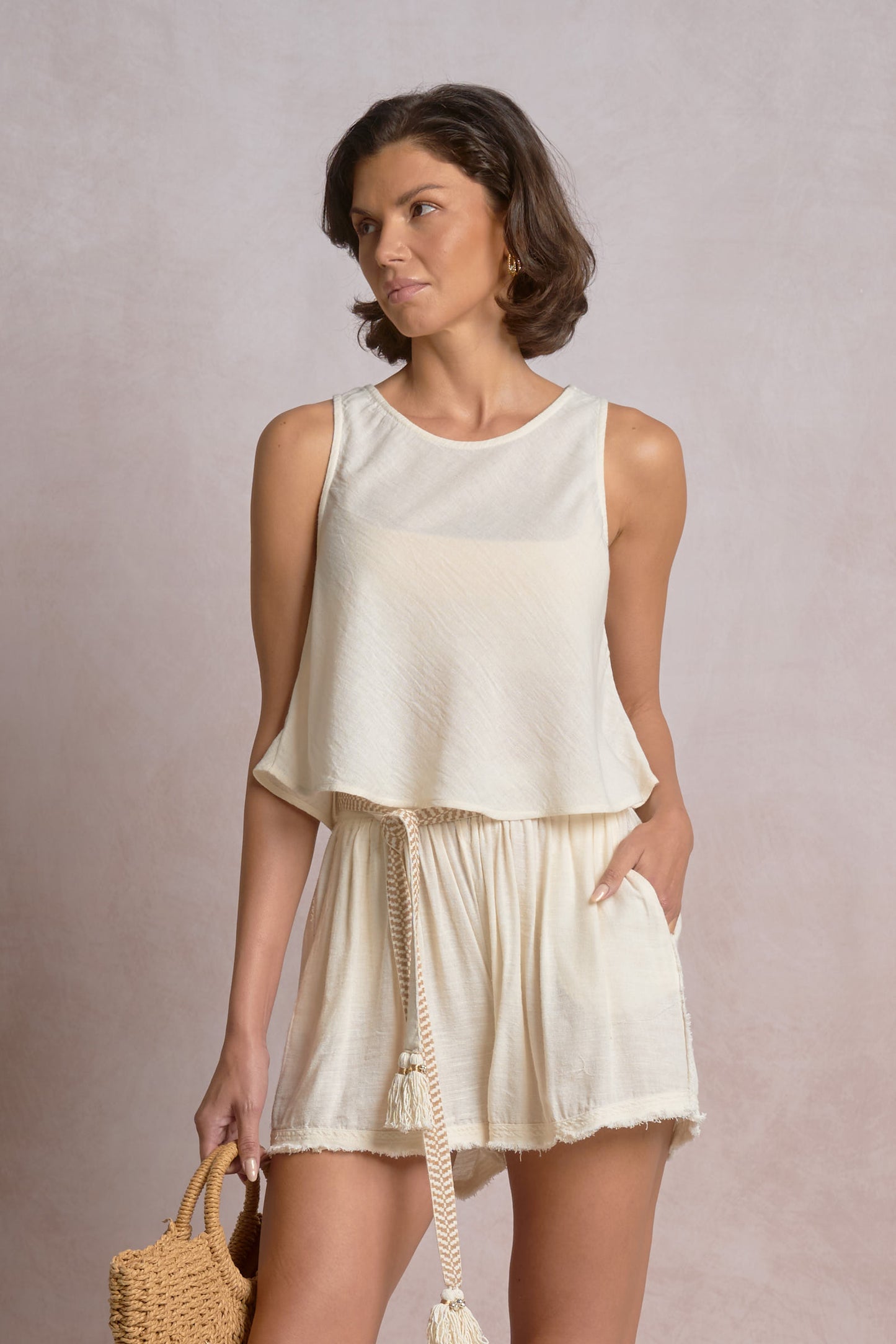 Flared Tank Top - Off White