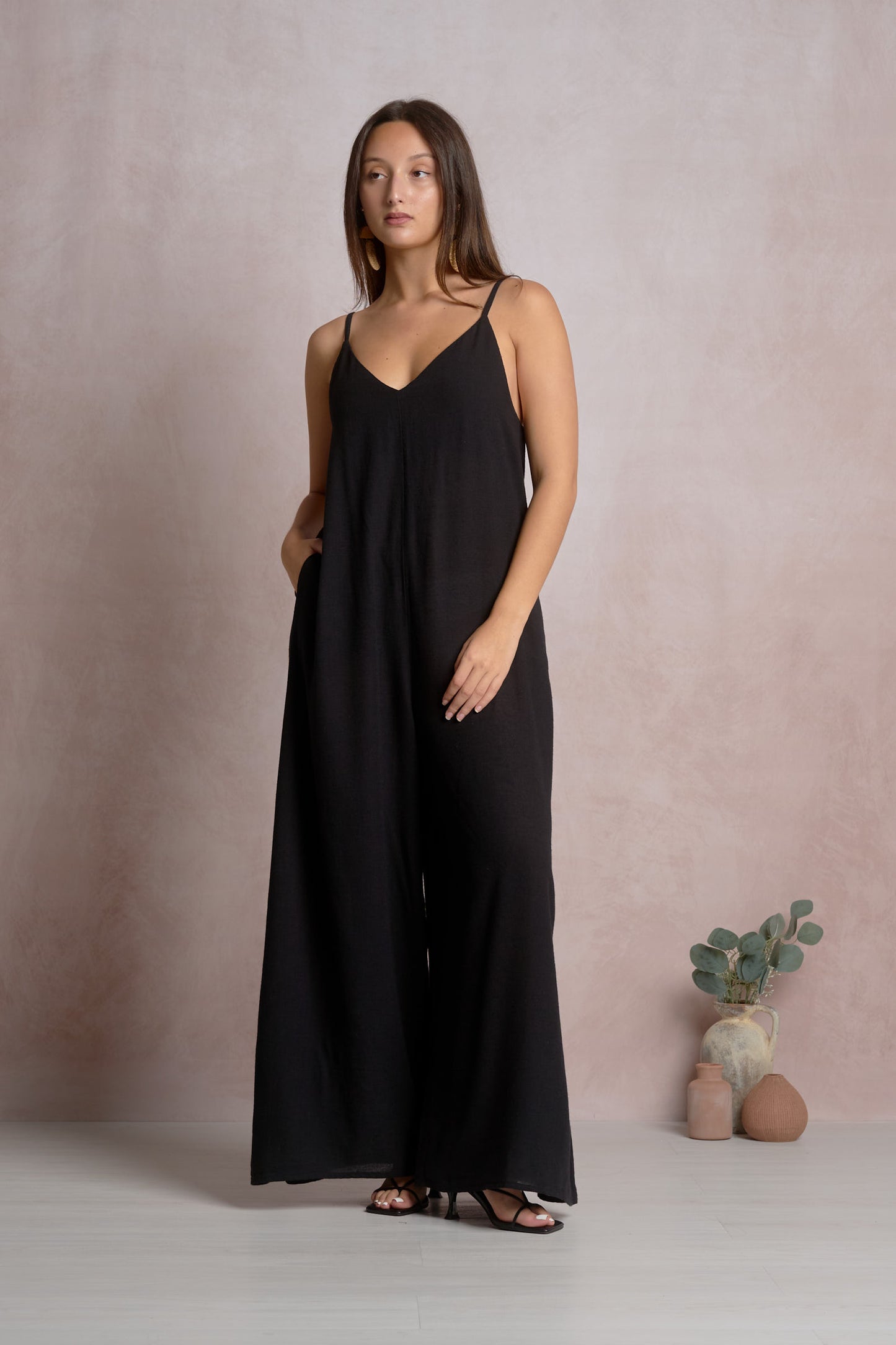 Spaghetti Strap Jumpsuit - Black