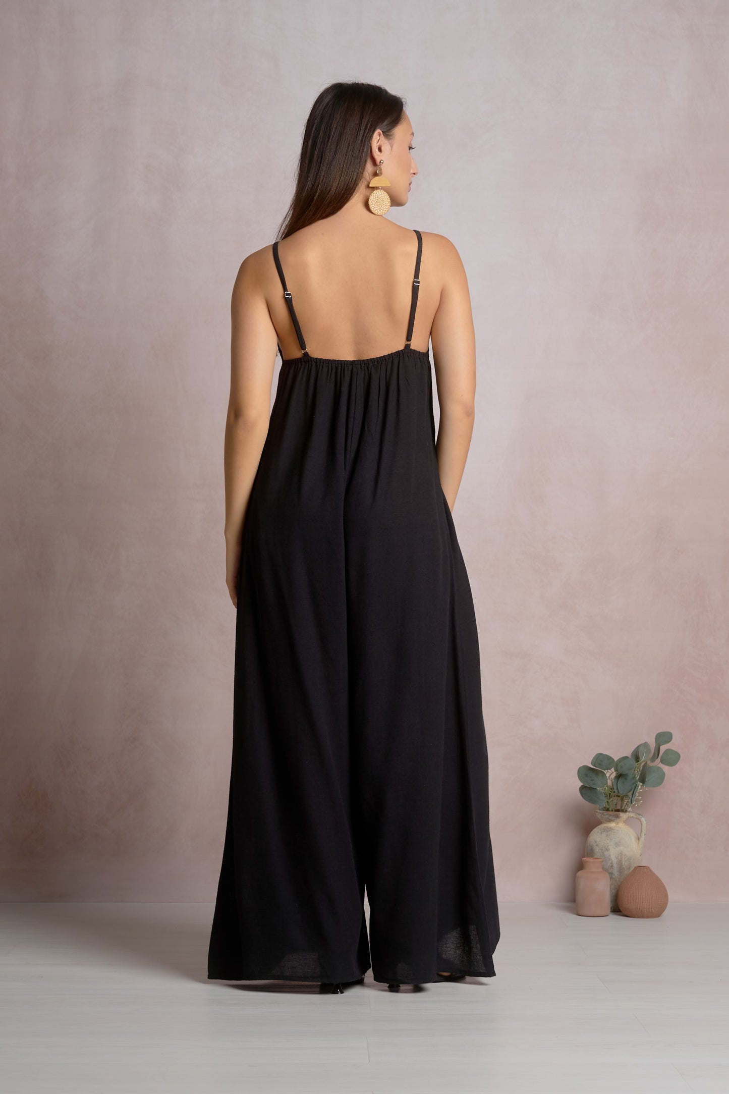 Spaghetti Strap Jumpsuit - Black