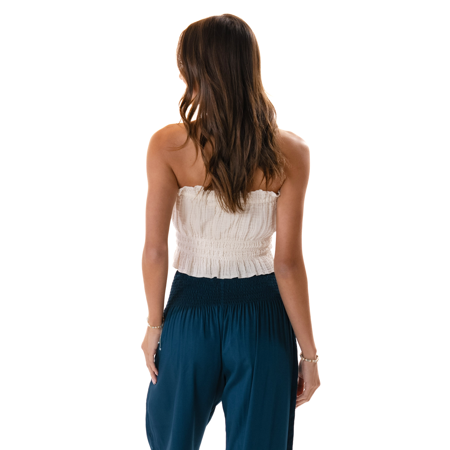 Coastal Tube Top with Beads - Cream