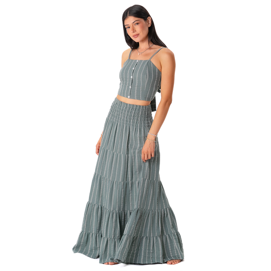 Cotton Sundrift Maxi Skirt - Sage
