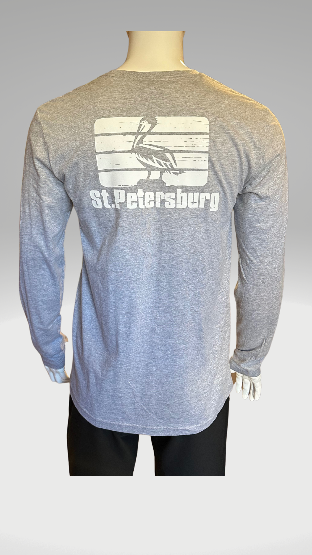 Long Sleeve T-Shirt - Light Grey - White St. Pete Pelican