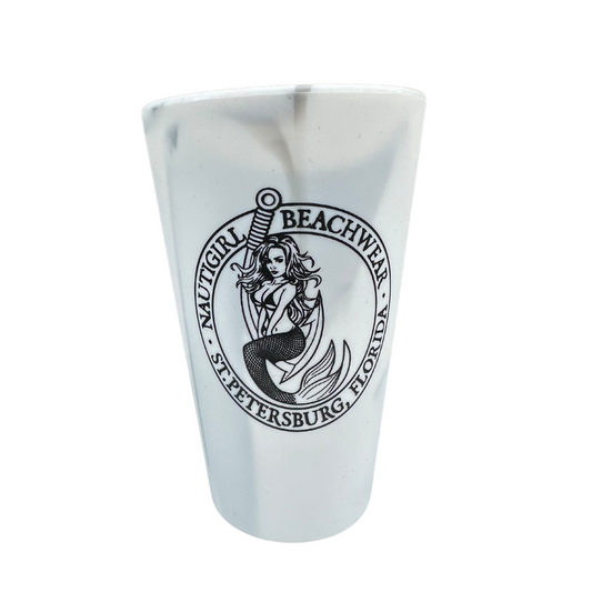 Silicone Pint Cup - Mountain Marble (White/Grey)