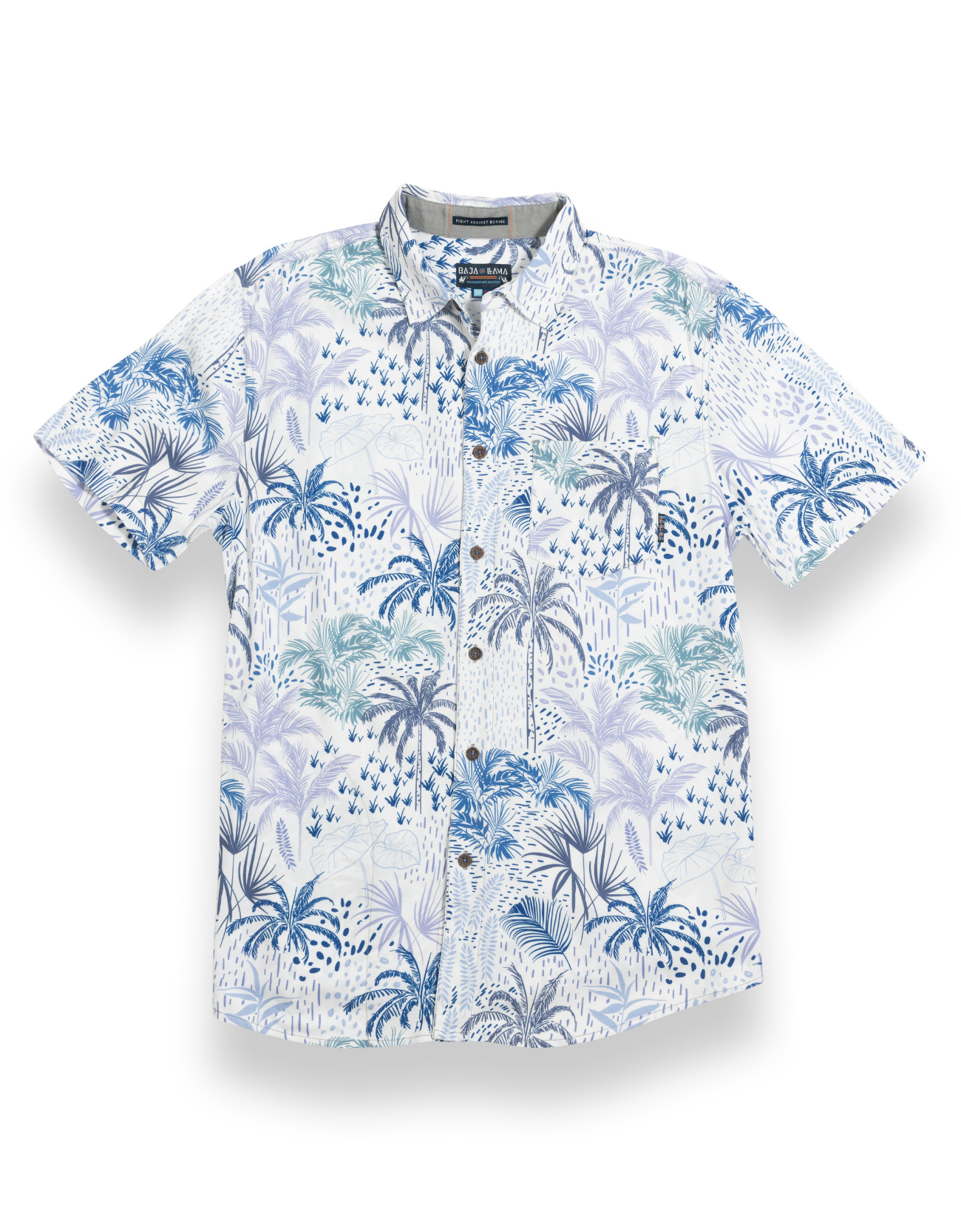 Night Hawk Short Sleeve Button-Down Shirt - White Hot Tropics (White)
