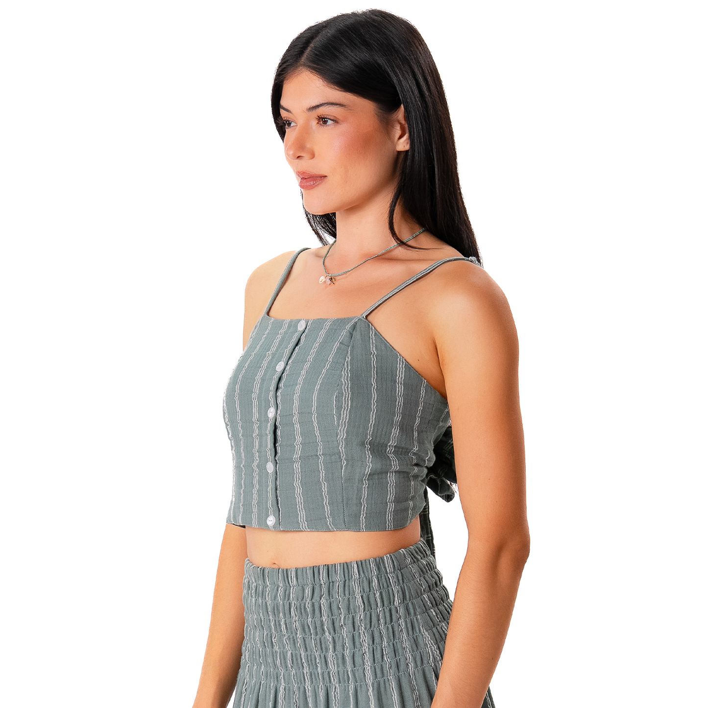 Cruisin' Crop Top - Sage Sailor Stripe
