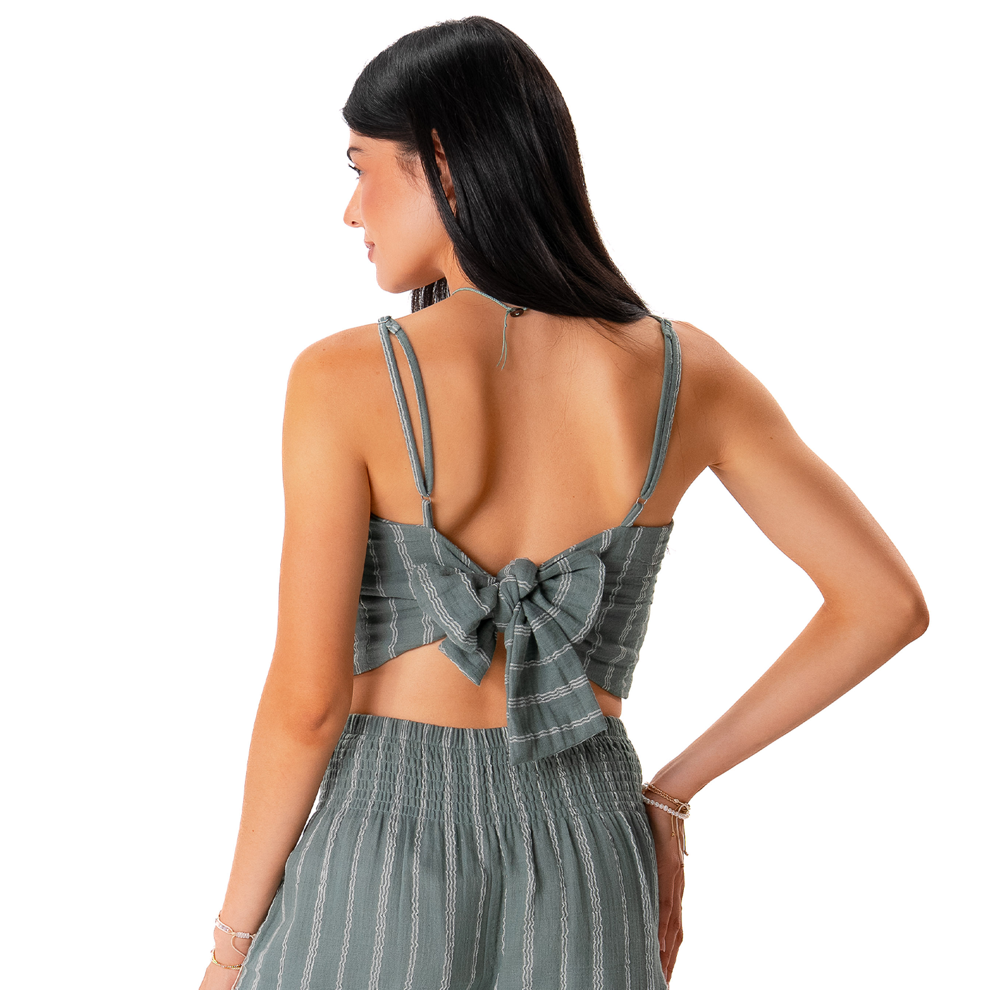 Cruisin' Crop Top - Sage Sailor Stripe