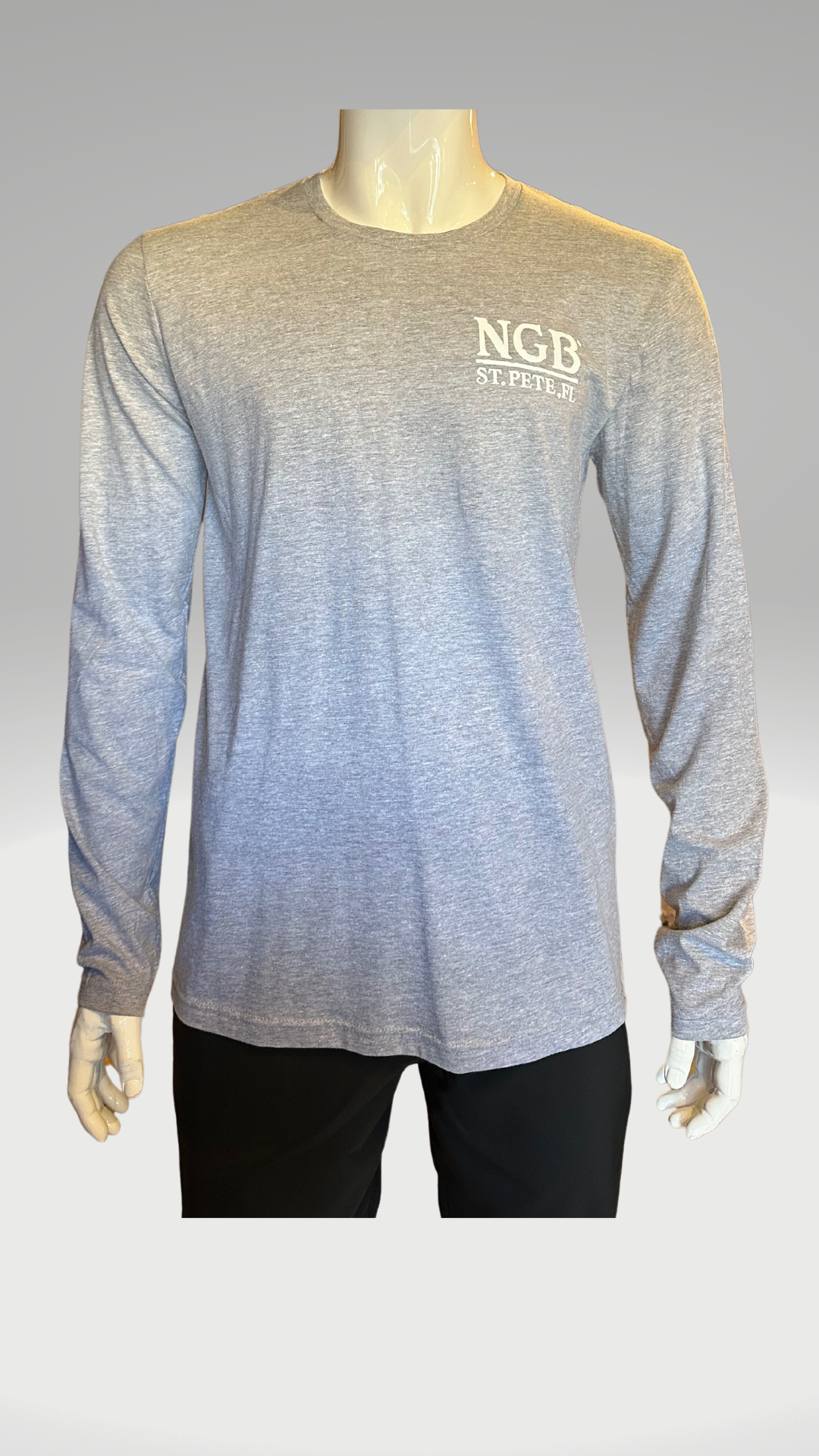 Long Sleeve T-Shirt - Light Grey - White St. Pete Pelican