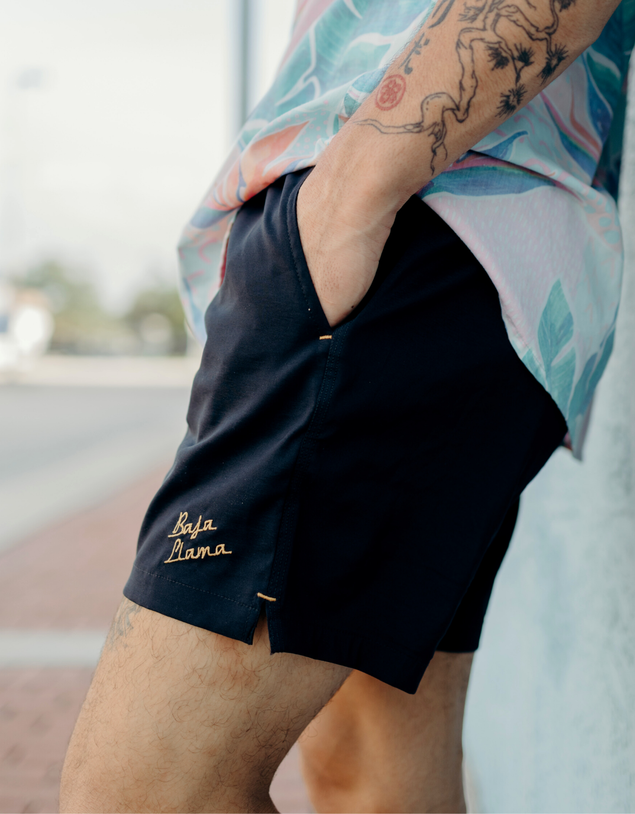 Neptune Elastic Waist Swim Shorts - Fort Knox (Black)