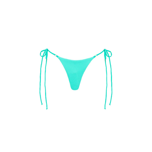 Thong Tie Side Bottom - Aqua Ribbed