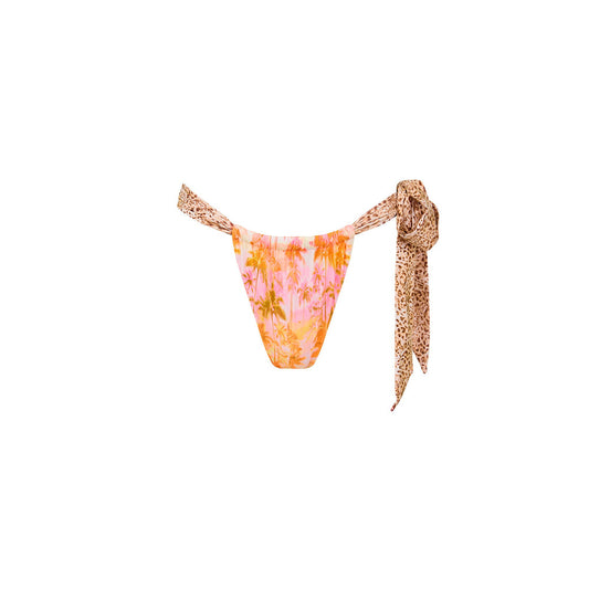Soft Tie Ruched Thong Bottom - Wild Skies Shimmer