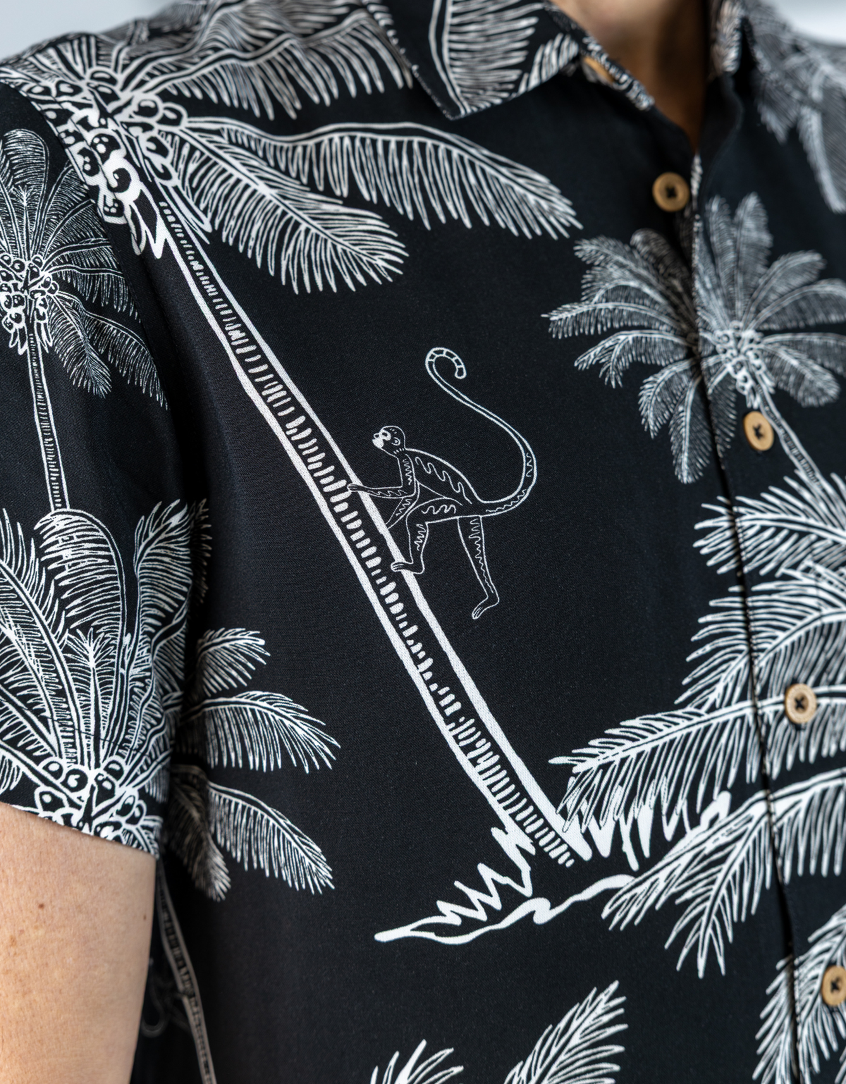 Night Hawk Short Sleeve Button-Down Shirt - The Canopies Are Alive (Black)
