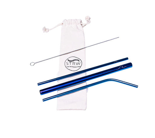 Reusable Metal Straw Kit - Blue