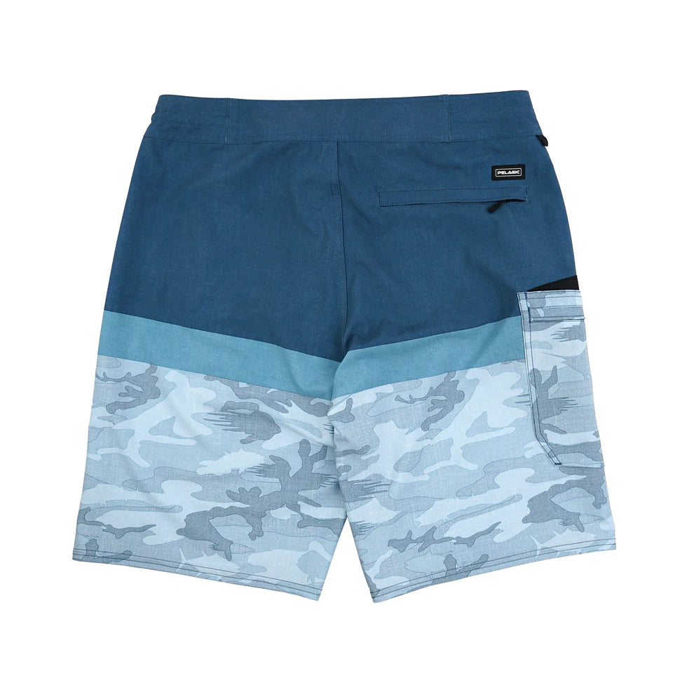 Blue Water 21" Board Shorts - Fish Camo Stacked - Slate
