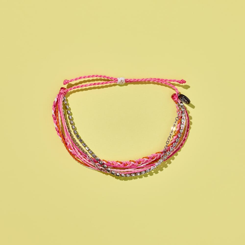 Woven Bracelet - Laguna String & Chain - Daiquiri - Silver