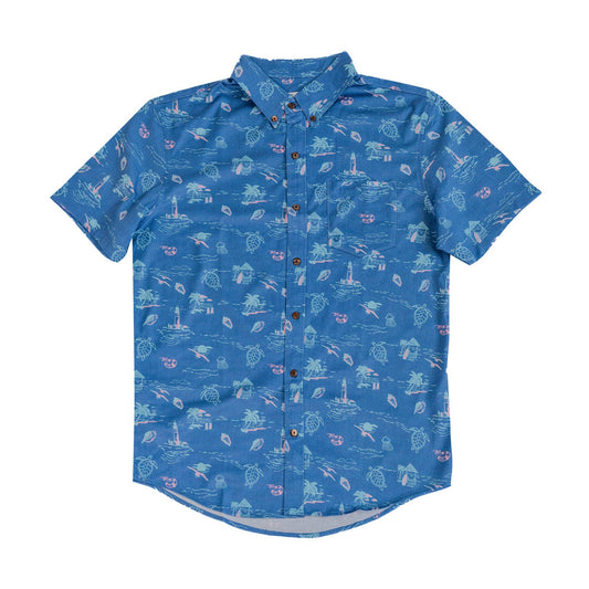 Cotton Stretch Short Sleeve Button-Down Shirt - Fiji