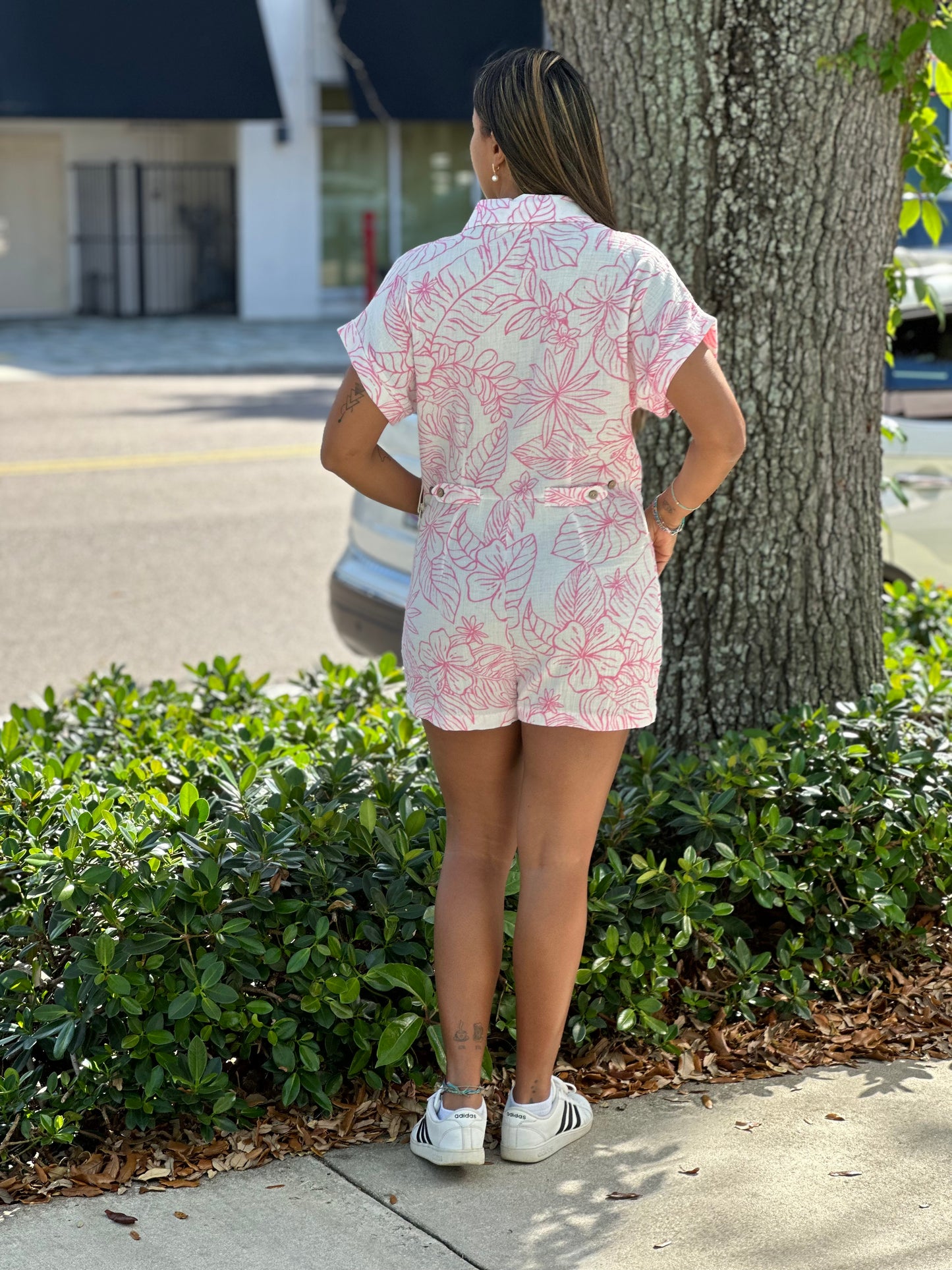 Gauze Romper - Hot Pink