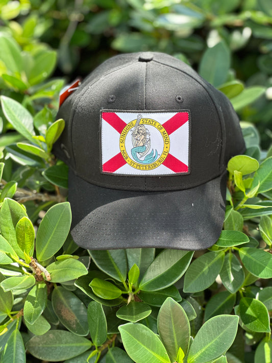 Snap-Back Cotton Twill Hat - Black - Kaia on FL Flag Patch