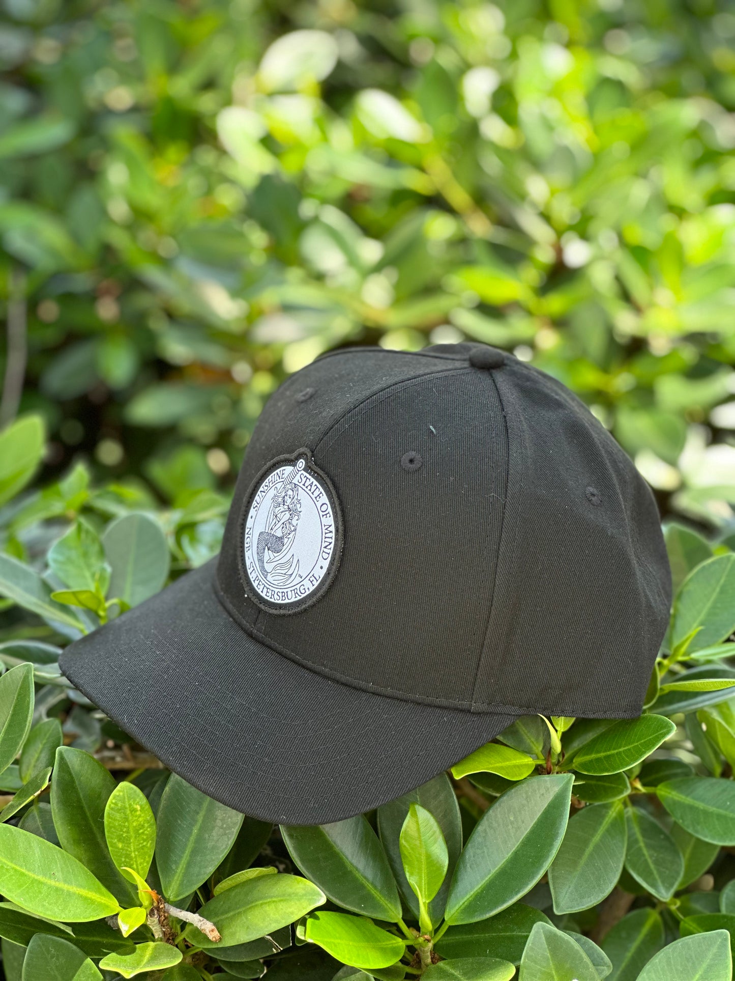 Snap-Back Cotton Twill Hat - Black - Black/White Kaia on FL Seal Patch