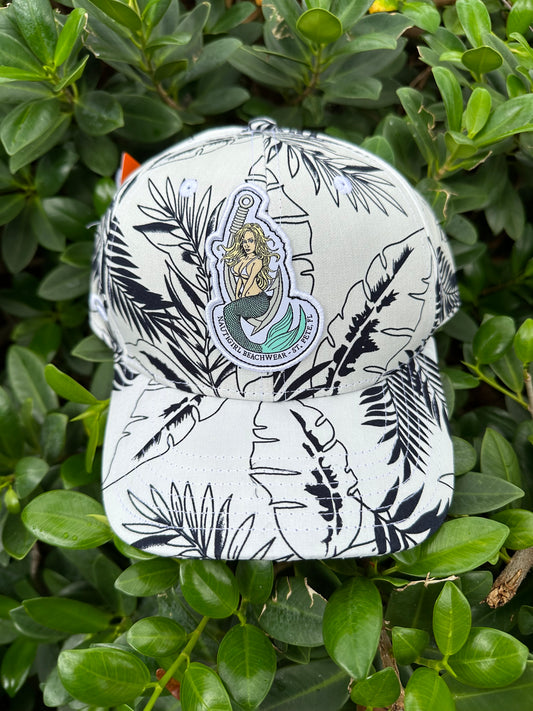 Snap-Back Cotton Twill Hat - White Horsetail - Kaia Patch