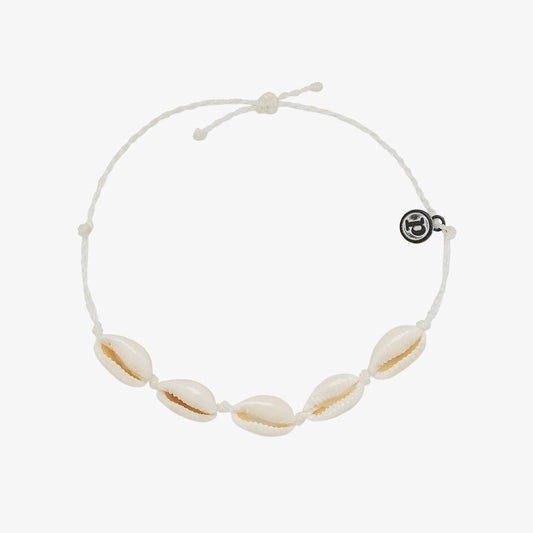 Charm Anklet - Knotted Cowrie - Silver - White