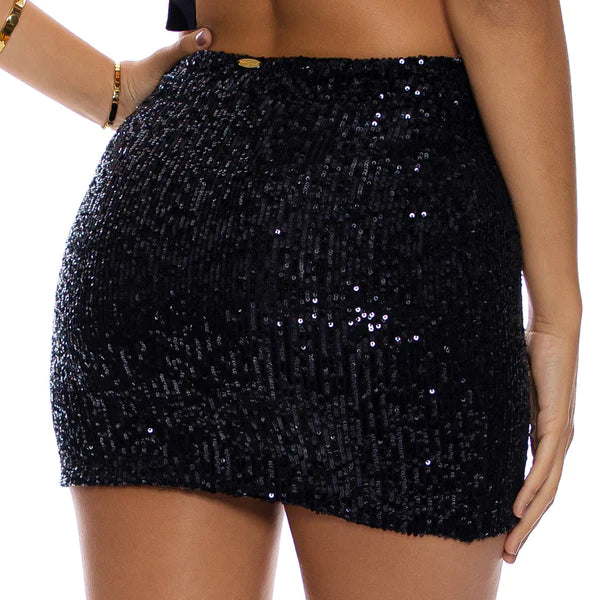 Sequins Mini Skirt - Chasing Stars (Black)