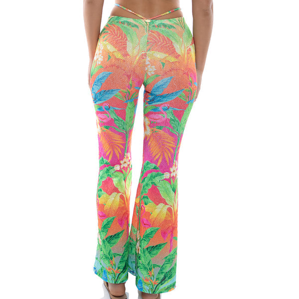 Ring Side Flare Pants - Palm Breeze