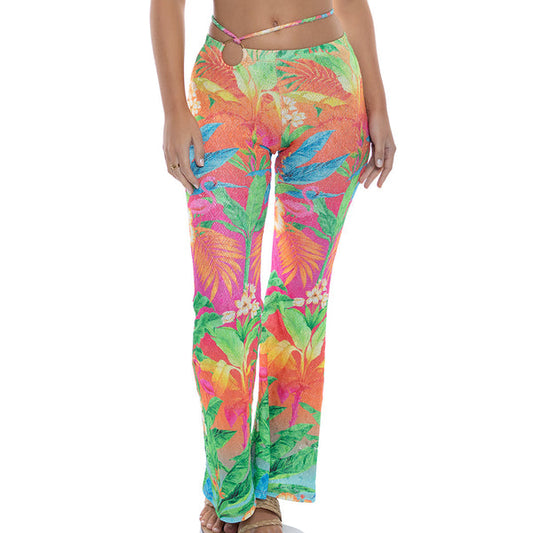 Ring Side Flare Pants - Palm Breeze
