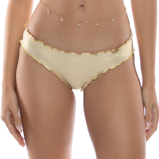 Wavy Luxe Stitch Ruched Full Coverage Bottom - Forever Luli (Gold Rush)