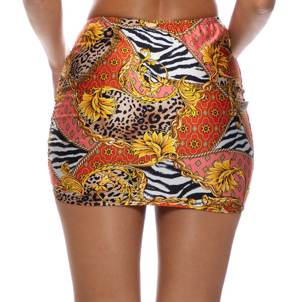 Scrunched Up Mini Skirt - Tropical Majesty