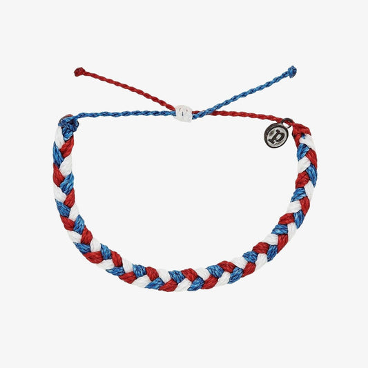Pura Vida Multi Braided Bracelet - Red/White/Blue
