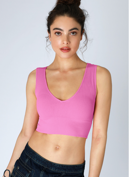 Plunge V-Neck Crop Top - Crocus