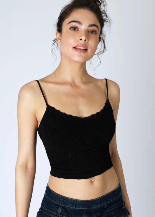Double Lace Trim Cami (One-Size) - Black