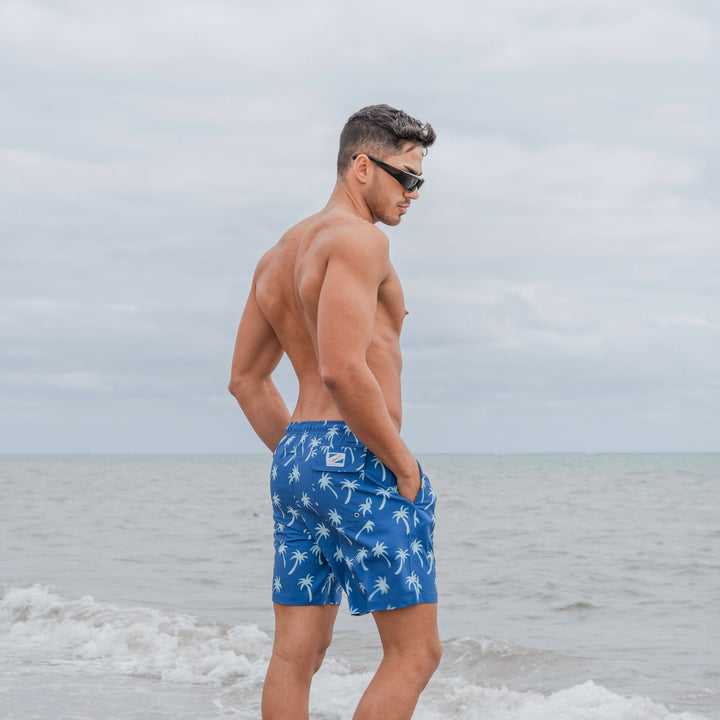 7" Inseam Swim Shorts with Compression Liner - Palm Shores