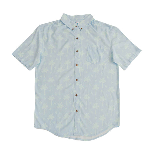 Rayon Stretch Short Sleeve Button-Down Shirt - Pastel Palms
