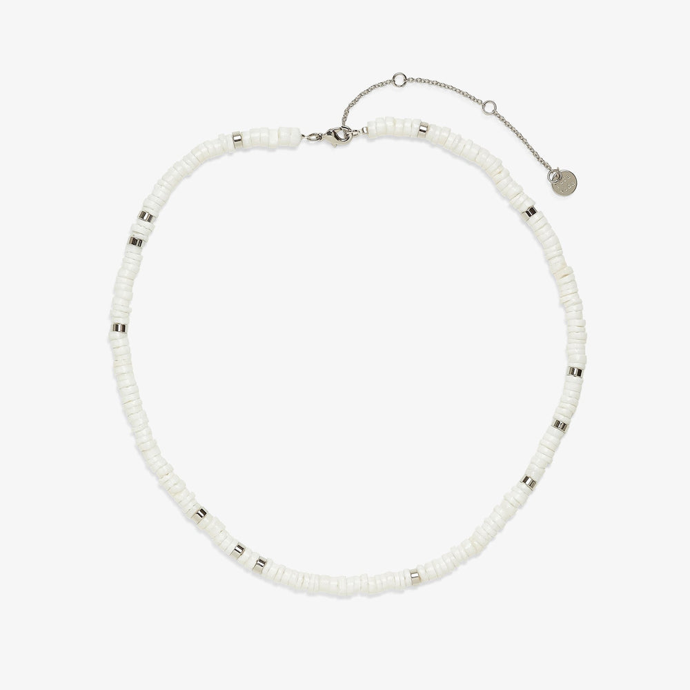 Necklace - Puka Shell Choker - Silver