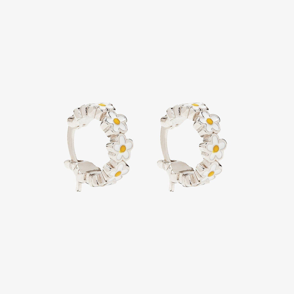 Earrings - Painted Blooms Hoops - Silver