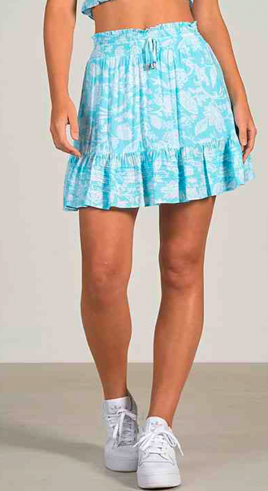 Ruffle Bottom Mini Skirt - Blue Venice