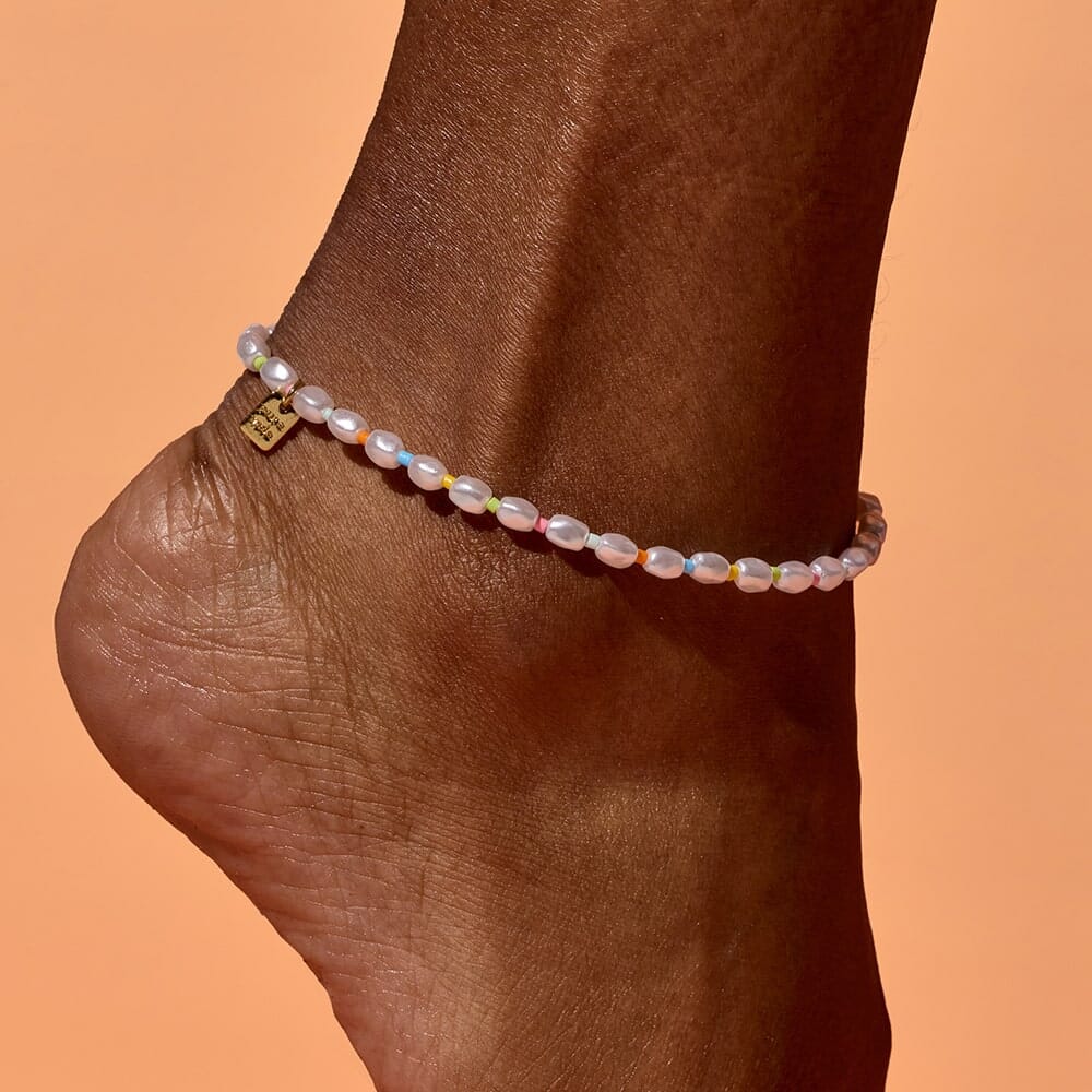 Stretch Anklet - Rainbow Reef Pearl