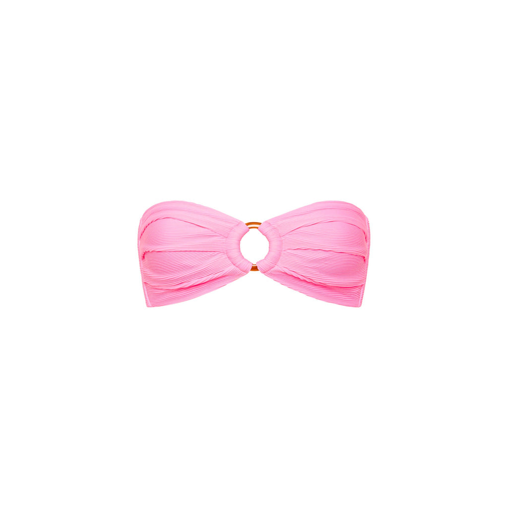 Strapless Bandeau Top - Taffy Pink Ribbed