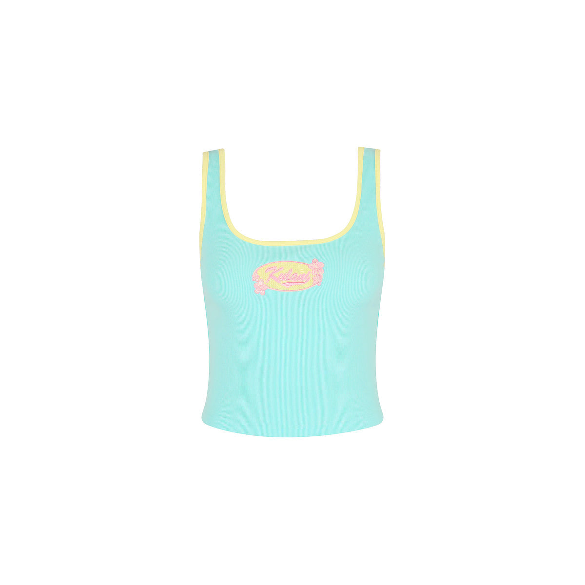 Embroidered Square Neck Tank Top - Pastel Tides
