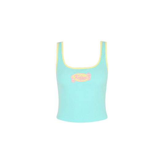 Embroidered Square Neck Tank Top - Pastel Tides