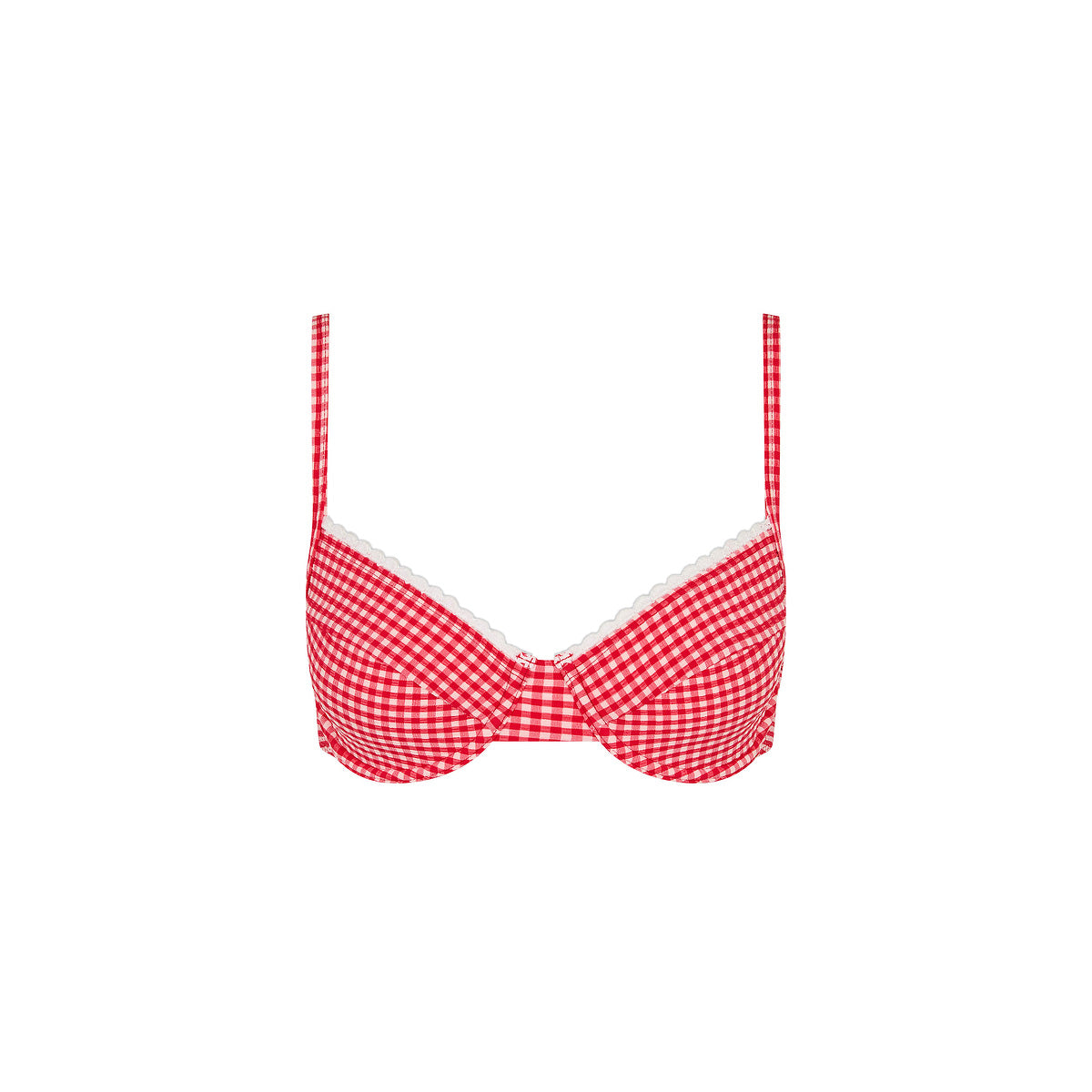 Scallop Crochet Underwire Bra Bikini Top - Strawberry Siesta