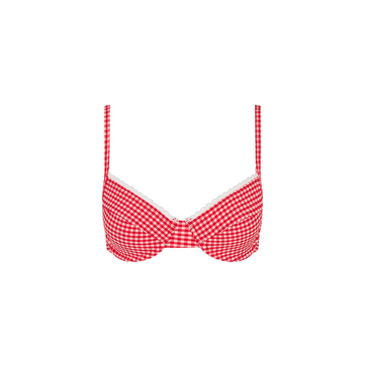 Scallop Crochet Underwire Bra Bikini Top - Strawberry Siesta